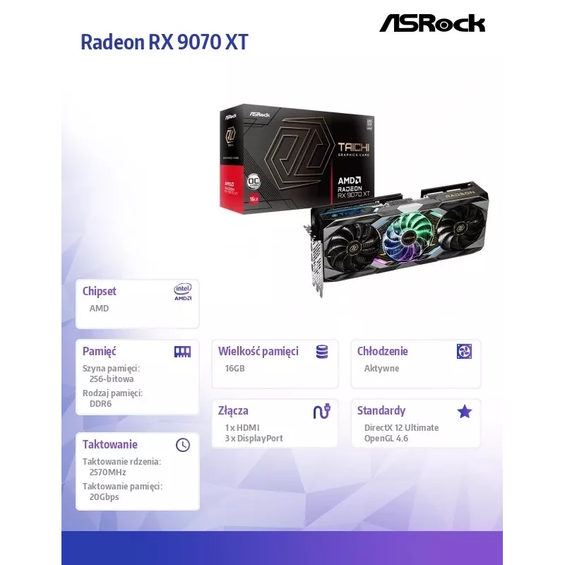 ASRock Radeon RX 9070 XT TC 16GB GDDR6 PCIe 5.0 Vaizdo plokštė