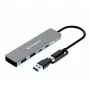 USB šakotuvas GrauGear G-HUB2C2A-10G — 4 prievadų USB 3.2 Gen 1 (2x Type-C, 2x Type-A), 10 Gbit/s, 100 W, aliuminis, pilkas