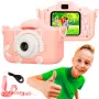 Vaikų skaitmeninis fotoaparatas Extralink H27 DUAL PINK — rožinė/baltas, nuo 3 metų, dvigubi objektyvai