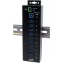 USB šakotuvas Exsys EX-1580SHMVS 10 prievadų valdomas su USB kabeliu ir DIN bėgelio montavimo rinkiniu