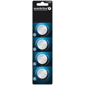 Vienkartinė ličio baterija everActive CR3032, 3 V, 580 mAh, mygtukinė/monetėlės tipo, pakuotėje 4 vnt.