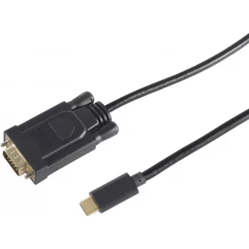 Vaizdo kabelio adapteris S/CONN 10-59045 3 m USB Type-C VGA (D-Sub) Juodas