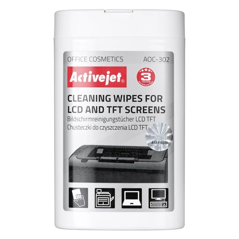 Activejet AOC-302 LCD ekrano valymo servetėlės, 100 vnt