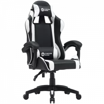 Žaidimų kėdė CANYON Core SGCH2 — juoda/baltos spalvos, ergonomiškas dizainas, reguliuojamas aukštis