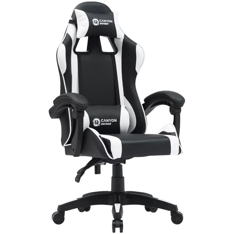 Žaidimų kėdė CANYON Core SGCH2 — juoda/baltos spalvos, ergonomiškas dizainas, reguliuojamas aukštis