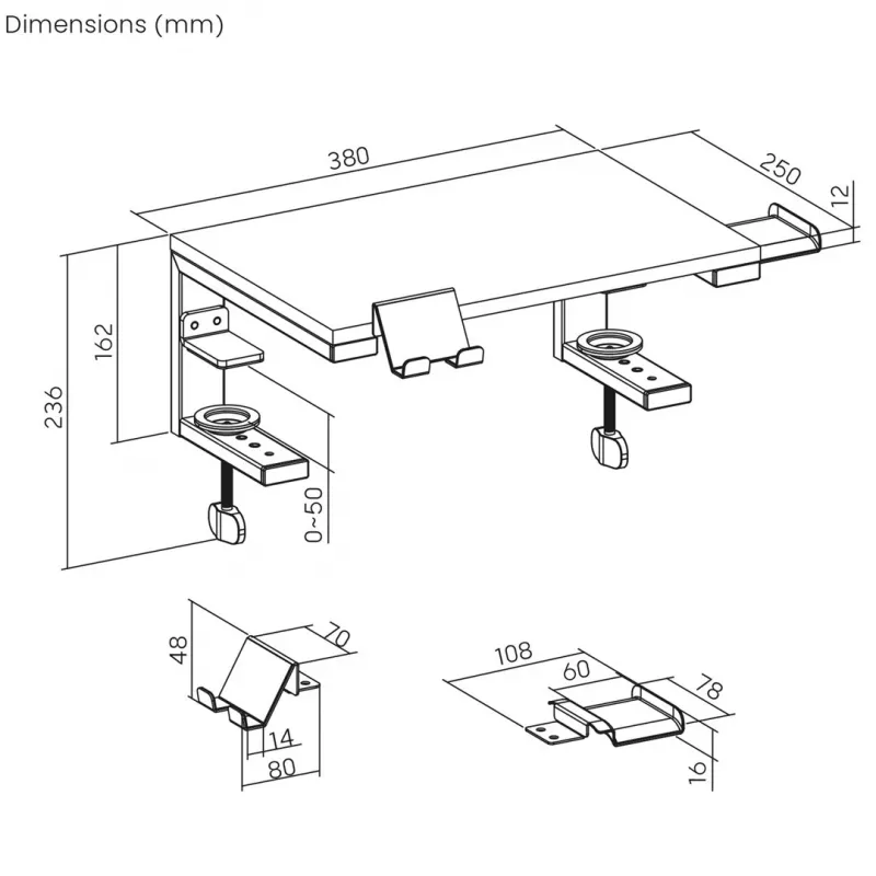 Ergo Office nešiojamojo kompiuterio / monitoriaus stovas, maks. apkrova 20 kg, įstrižainei 13-32, juodas, ER-303 B