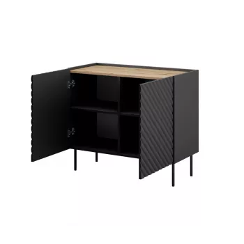Komoda Cama Meble ONDA 2D 98x45x85 cm, juoda, medžio drožlių plokštės korpusas