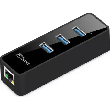 Fantec UMP-3UE1000 - Tinklo adapteris - USB3.0 - Gigabit Ethernet x 1 + USB3.0 x 3 - Juodas (1959)