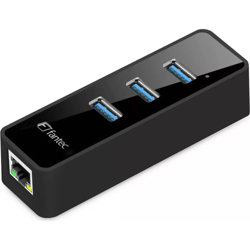 Fantec UMP-3UE1000 - Tinklo adapteris - USB3.0 - Gigabit Ethernet x 1 + USB3.0 x 3 - Juodas (1959)