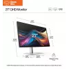 HP 727pq Series 7 Pro QHD monitorius - 27 2560x1440 QHD 400-nit 120Hz AG, IPS Juoda HDR 400, USB-C(15W)/HDMI/DisplayPort Daisy-Chain, 3x USB-A, aukščio reguliavimas/pakreipimas/pasukimas/pasukimas 90° kampu, 3