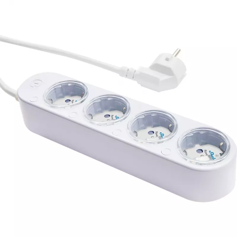 Išmanusis 12A „Shelly Power Strip 4 Gen4 Zigbee/Matter“ maitinimo lizdas