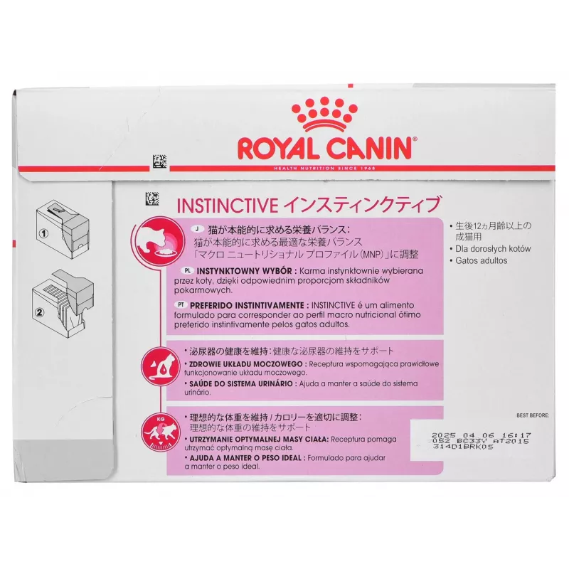 Šlapias kačių maistas Royal Canin Instinctive 12 x 85 g — paukštiena, suaugusioms, šlapimo takų sveikatos palaikymas