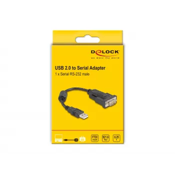 DeLOCK 61549 serijinis laidas juodas 0,25 m USB Type-A RS-232