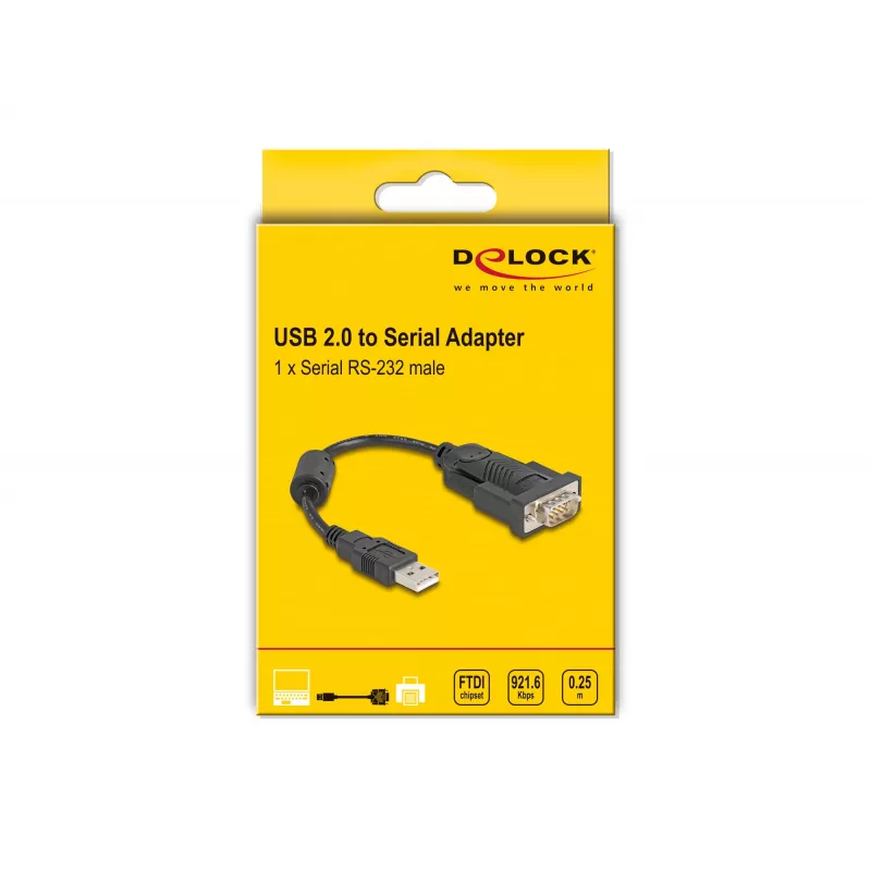 DeLOCK 61549 serijinis laidas juodas 0,25 m USB Type-A RS-232