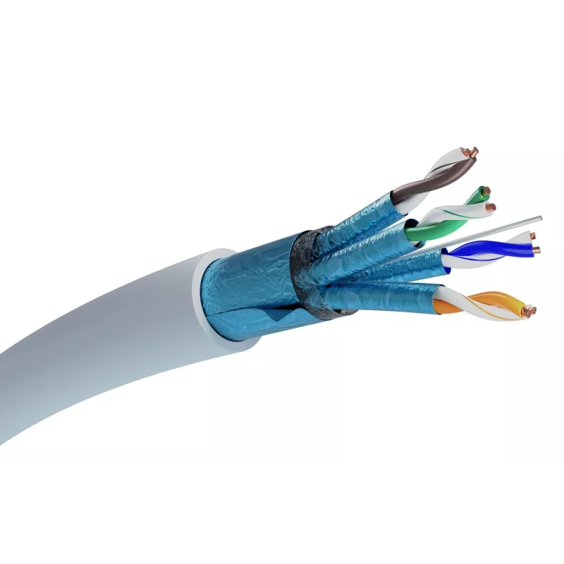 Tinklo kabelis Extralink vytos poros CAT6A FTP (F/FTP) V2 vidinis 500 m pilkas