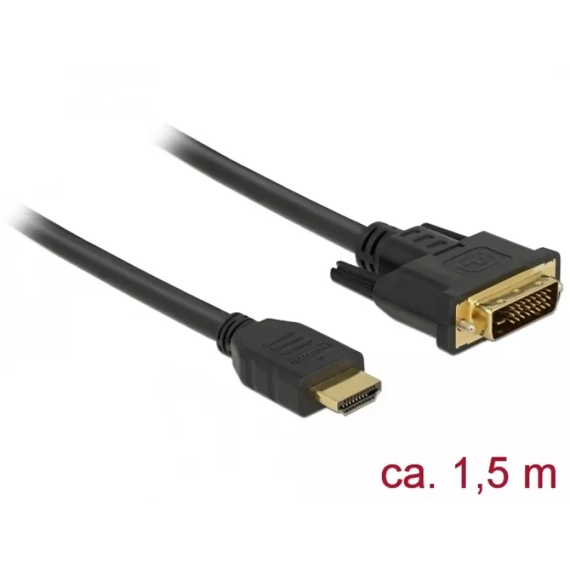 Vaizdo kabelio adapteris DeLOCK 85653 1,5 m HDMI A tipo DVI juoda