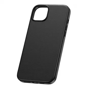Dėklas Baseus iPhone 15 Pro Max Fauxther Series Juoda — apsauginis kietas gaubtas, dirbtinės odos apdaila