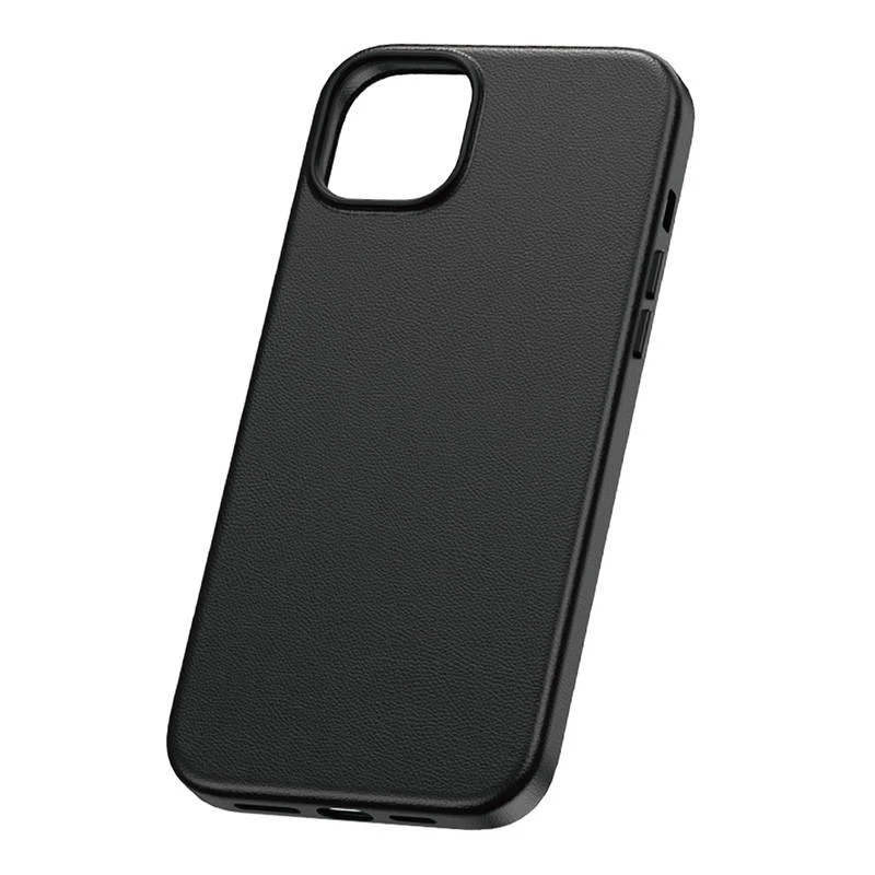 Dėklas Baseus iPhone 15 Pro Max Fauxther Series Juoda — apsauginis kietas gaubtas, dirbtinės odos apdaila