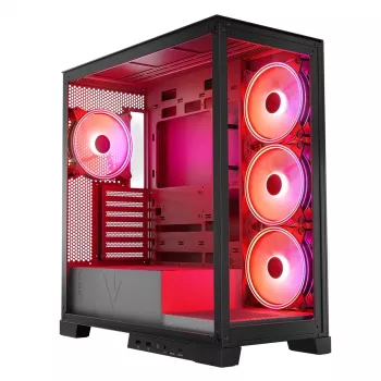 PC korpusas MODECOM Volcano SPACE APEX ARGB Midi Tower, grūdintas stiklas, USB-C, palaiko ATX/microATX/Mini-ITX, GPU iki 430 mm, CPU aušintuvas iki 180 mm