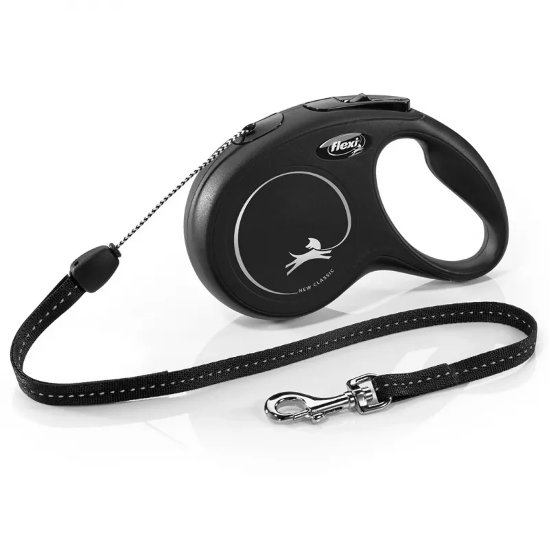 Flexi nauja CLASSIC 8 m juodas ištraukiamas pavadėlis šunims