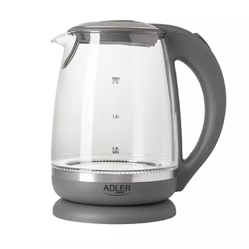 Adler | Virdulys | AD 1286 | Standartinis | 2200 W | 2 L | Plastikas/Stiklas | 360° besisukantis pagrindas | Pilka/Skaidri