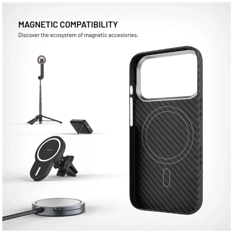 Apsauginis dėklas-įmautė FIXED MagVelar, skirtas Apple iPhone 17 Pro, juodas