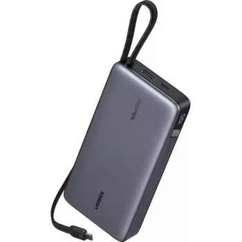 Išorinė baterija UGREEN Nexode PB552 25 000 mAh 165W su 1×USB-A, 1×USB-C ir integruotu USB-C kabeliu (55995B)