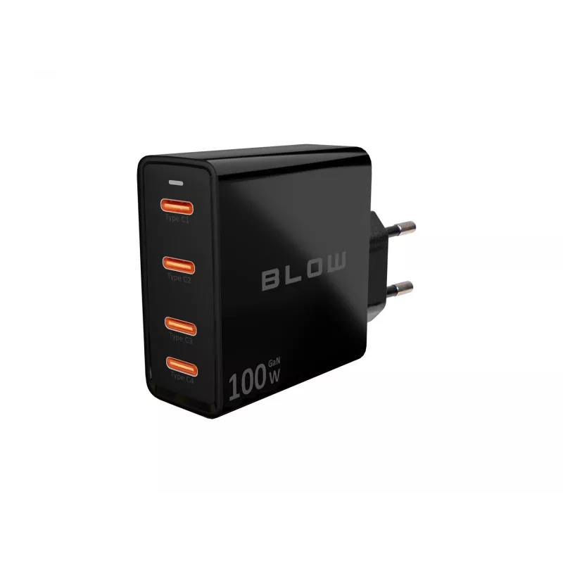 Sieninis įkroviklis BLOW 4×USB-C PD 100W GaN, 4 prievadai, PD 3.0, PPS, 200–240V įvestis