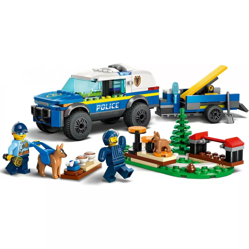 LEGO mobilusis policijos šunų dresavimo rinkinys su policijos šunimi ir dresavimo įranga