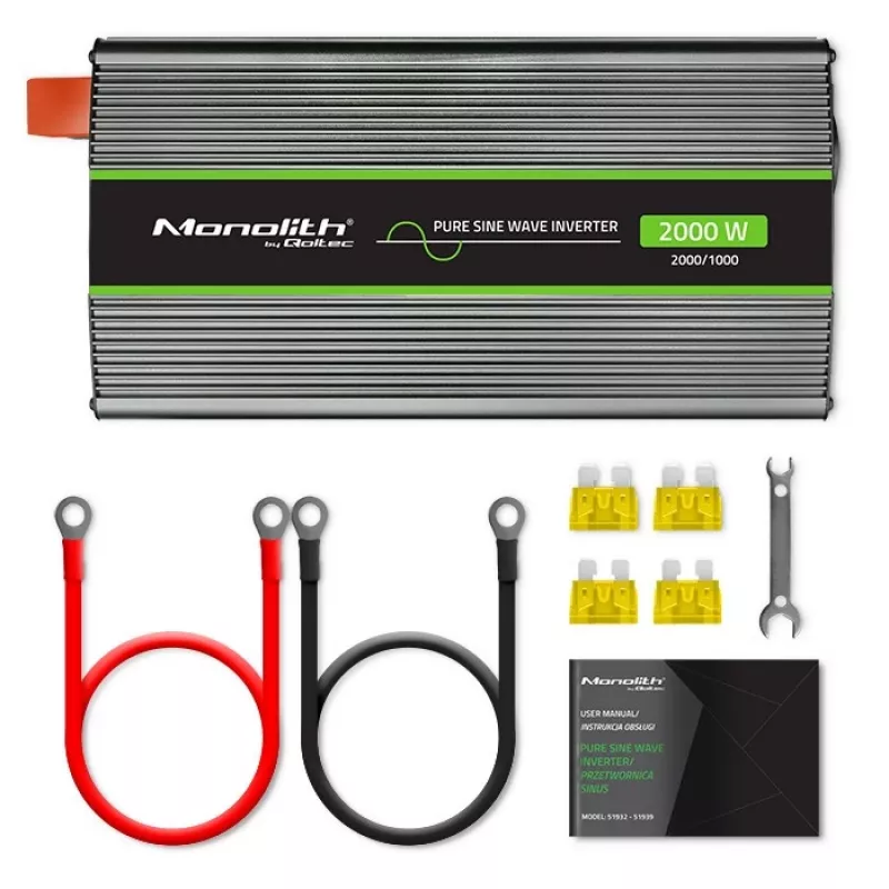 Automobilinis inverteris Qoltec Monolith 2000 W juodas 24 V