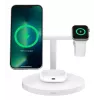 Belkin BoostCharge Pro 3-in-1 belaidė įkrovimo stotelė ausinėms, išmaniajam telefonui, išmaniajam laikrodžiui, balta, USB, belaidis įkrovimas, greitasis įkrovimas, vidaus naudojimui