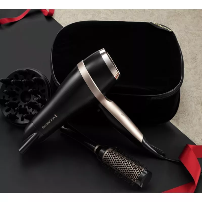 Remington Salon Smooth plaukų džiovintuvo dovanų rinkinys | D6940GP | 2100 W | Temperatūros režimų skaičius 3 | Joninė funkcija | Difuzorius | Juoda