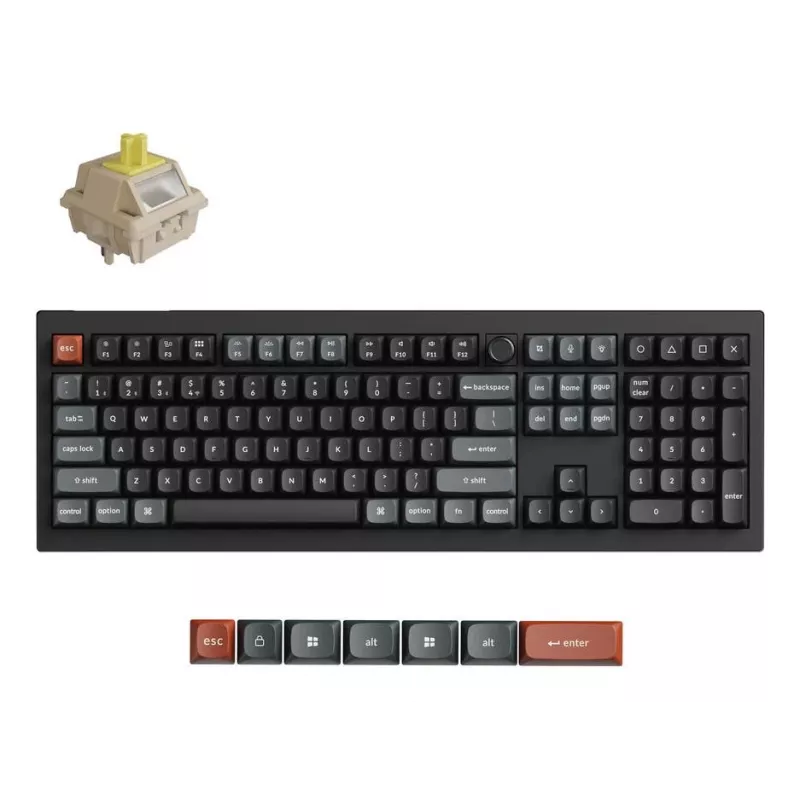 Mechaninė klaviatūra Keychron V6 Ultra 8K — Pilno dydžio 100% QWERTY, Bluetooth, RGB, juoda