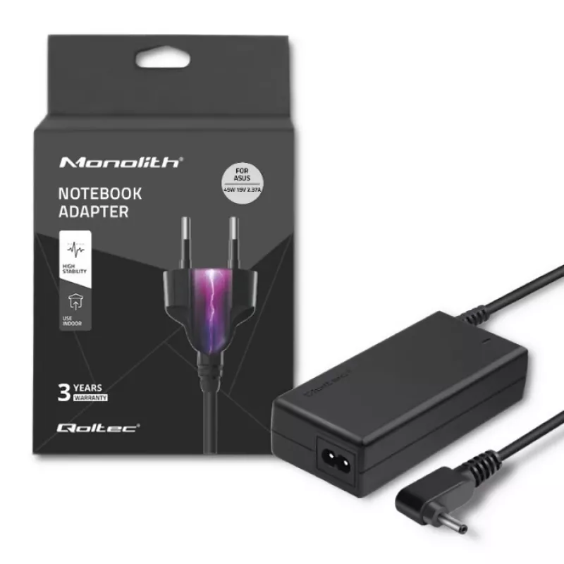 Qoltec 51506.45W maitinimo adapteris ASUS | 45W | 19V | 2.37A | 4.0*1.35 | +maitinimo laidas
