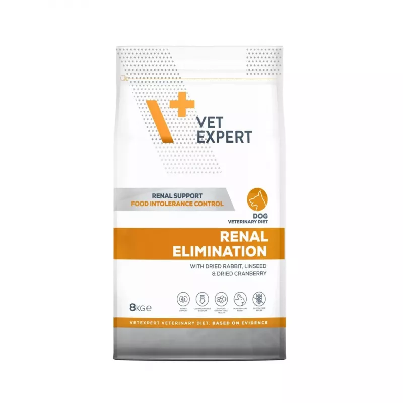 Sausas šunų ėdalas VETEXPERT Veterinary Diet Renal Elimination — suaugusiems, triušio skonio, 8 kg, baltymai 15,8%, riebalai 19,5%