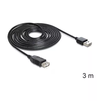 USB kabelis DeLOCK EASY-USB 2.0-A 3m Juodas