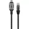 Ethernet laidas USB-C 3.2 Gen2 kištukas > RJ-45 kištukas, LAN adapteris juodas/sidabrinis, 3 metrai, pintas medžiaginis apvalkalas