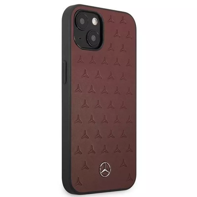 Mercedes MEHCP13SPSQRE iPhone 13 mini 5,4 Raudonas/raudonas kietas dėklas Oda Žvaigždžių raštas