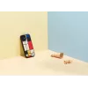 Telefono dėklas Man and Wood, skirtas iPhone 12 mini — medinė nugarėlė, juodas rėmelis