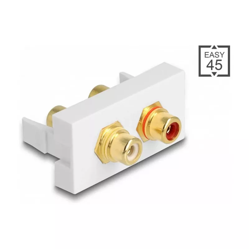DeLOCK Easy 45 kištukinis lizdas 2 x RCA balta ABS