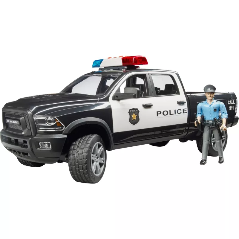 Žaislinis policijos pikapas BRUDER RAM 2500 Police 02505 – mastelio modelis, žaidimų transporto priemonė