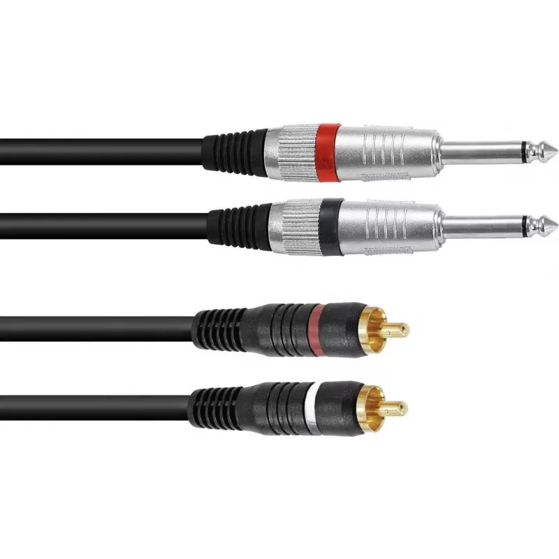 Garso adapterio kabelis Omnitronic 1,0 m — 2×3,5 mm lizdas į 2×RCA (modelis 30225212)