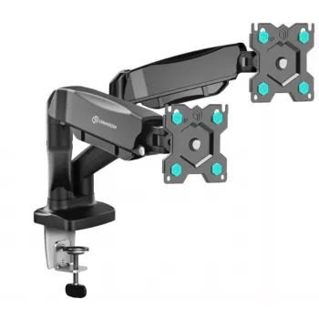 Monitoriaus stalinis laikiklis ONKRON G160-B 2 ekranams, spaustuvas / kiauryminis, iki 32 colių (81,3 cm), 16 kg, VESA 75x75–100x100, juodas