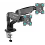 Monitoriaus stalinis laikiklis ONKRON G160-B 2 ekranams, spaustuvas / kiauryminis, iki 32 colių (81,3 cm), 16 kg, VESA 75x75–100x100, juodas