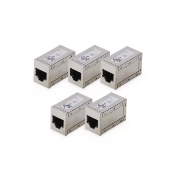 Digitus CAT 6 moduliniai ekranuoti sujungikliai 5 vnt. RJ-45 auksiniai kontaktai sidabriniai