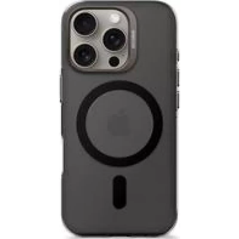 Telefono kuprinė Decoded, skirta iPhone 16 Pro, permatoma juoda, pagaminta iš perdirbto plastiko, grūdinto stiklo ekrano apsauga