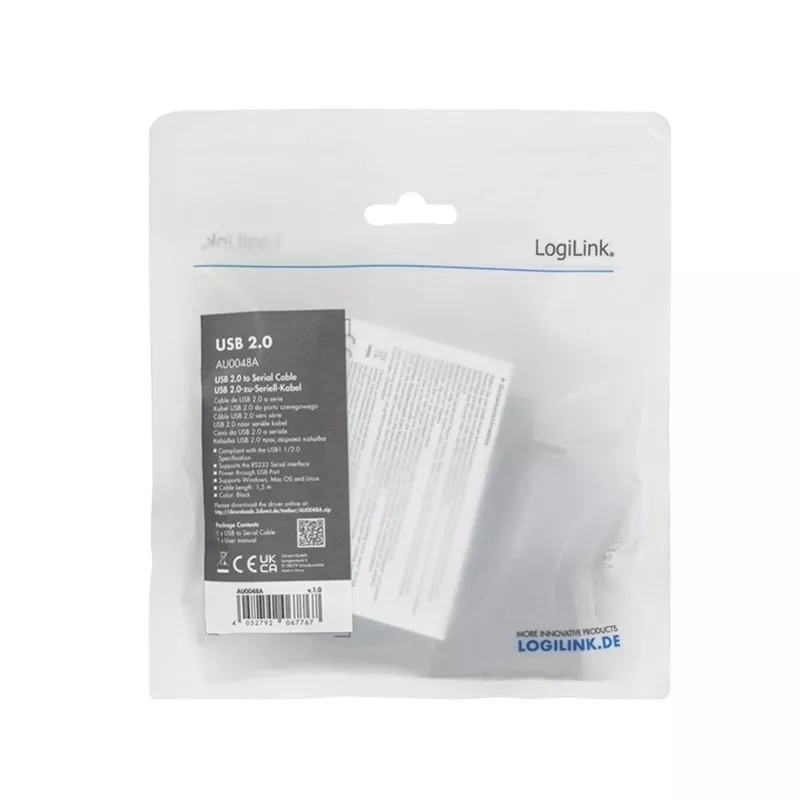 LogiLink AU0048A serijinis laidas juodas 1,5 m USB A DB-9