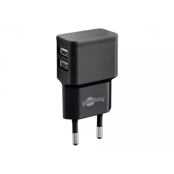 Wentronic goobay Dvigubas USB įkroviklis - Maitinimo šaltinis - 12 W - 2,4 A - 2 išvesties prievadai (USB) - Juodas (44951)
