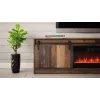 TV spintelė Cama Meble GRANERO su židinio spintele, 2000×567×350 mm, medžio drožlių plokštė / MDF, 2 stumdomos durys, sendinto medžio imitacijos matinis