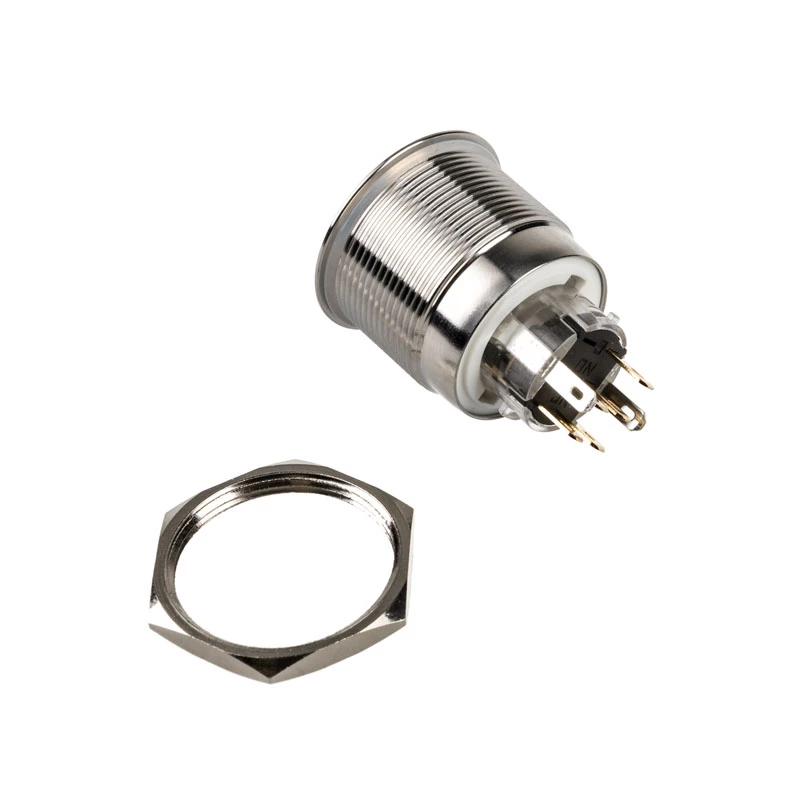 DimasTech vandalams atsparus jungiklis / mygtukas 25 mm Sidabrinėline Dot RGB PD212